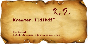 Kremmer Ildikó névjegykártya